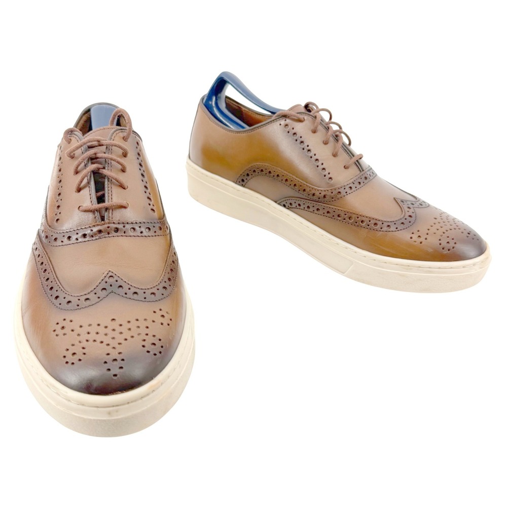 Johnston & Murphy Hollins Wingtip Oxford Sneakers Mens 8.5M Tan Leather Casual